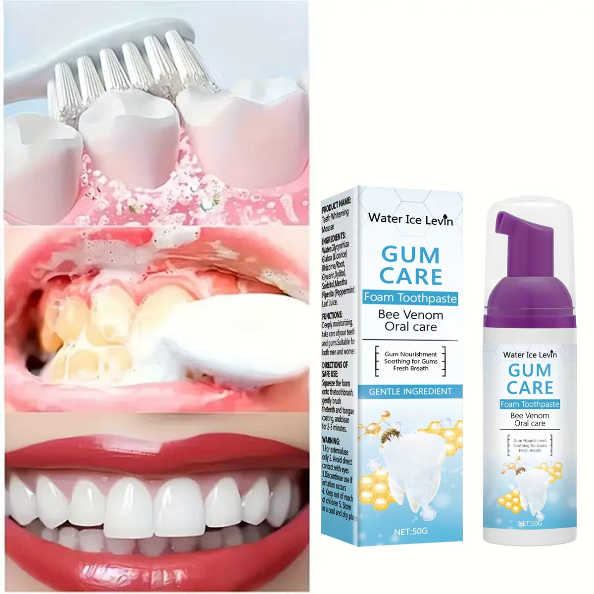 Water Ice Levin Gum Care Foam  - Teeth Whitening Xylitol Gum ulasan dan harga