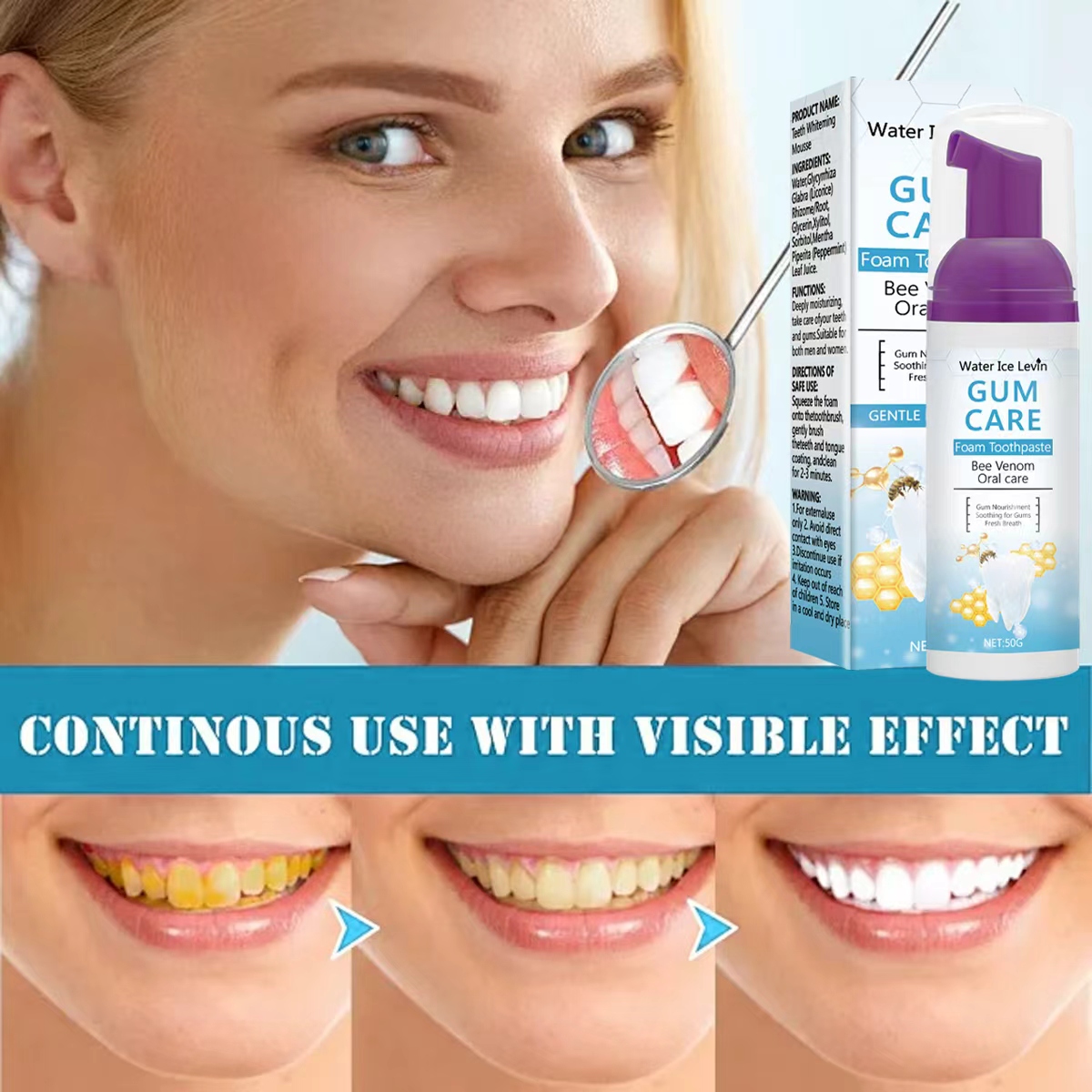 Water Ice Levin Gum Care Foam  - Teeth Whitening Xylitol Gum ulasan dan harga